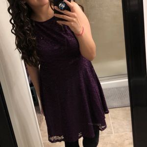 Lace lined flare mini dress